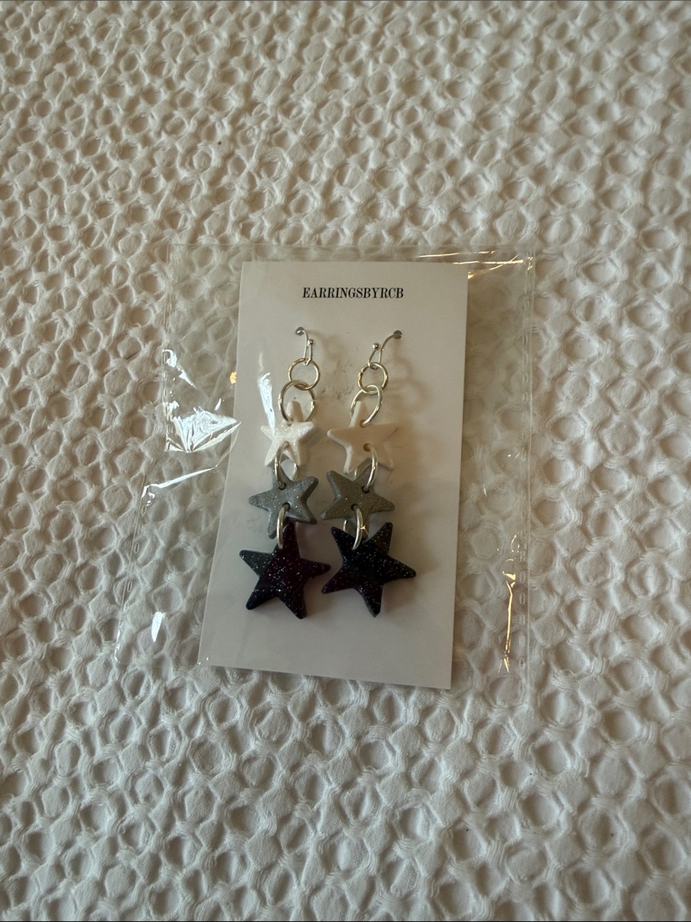 Black and Silver Star Dangle Earrings